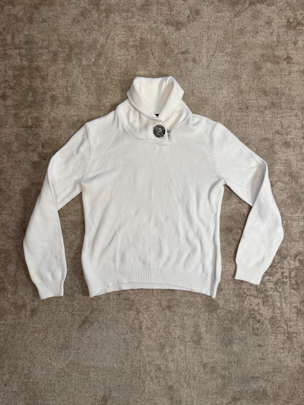 Lauren Ralph Lauren Women's White Cotton Turtleneck Sweater Size M